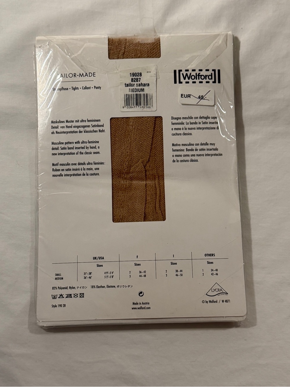 Wolford Made in Austria Woman's S, M Patterned Sheer Tights Black, Tan, Blue - Picture 10 of 10